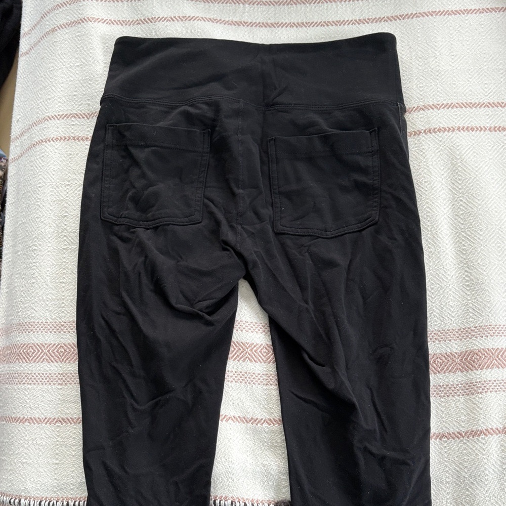 Athleta Black Leggings with Faux Leather Accents - Picture 3 of 3